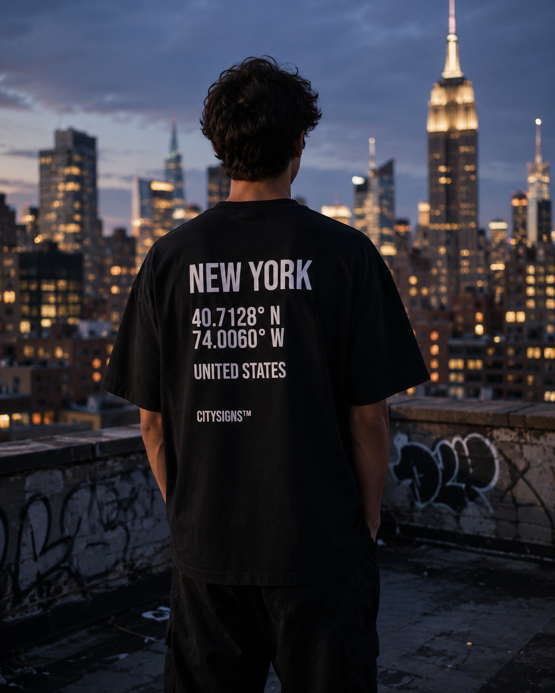 New York Coordinates Tee — Black