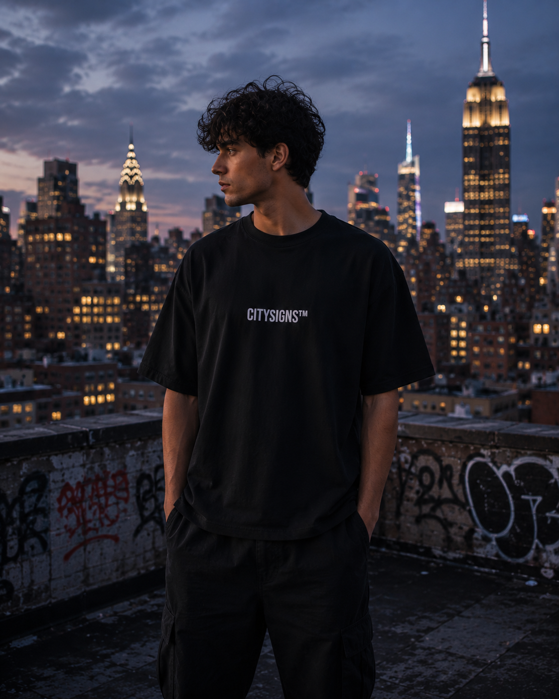 New York Coordinates Tee — Black