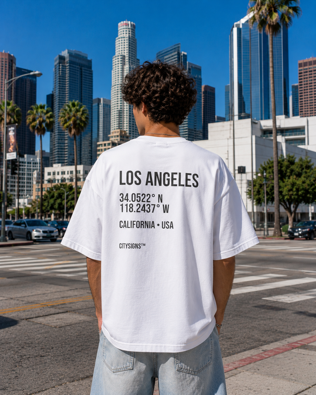 Los Angeles Coordinates Tee — White