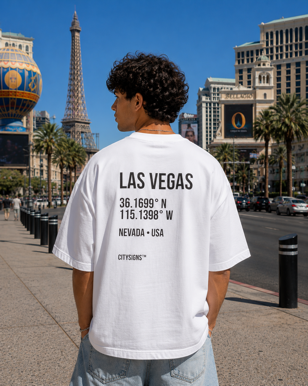 Las Vegas Coordinates Tee — White