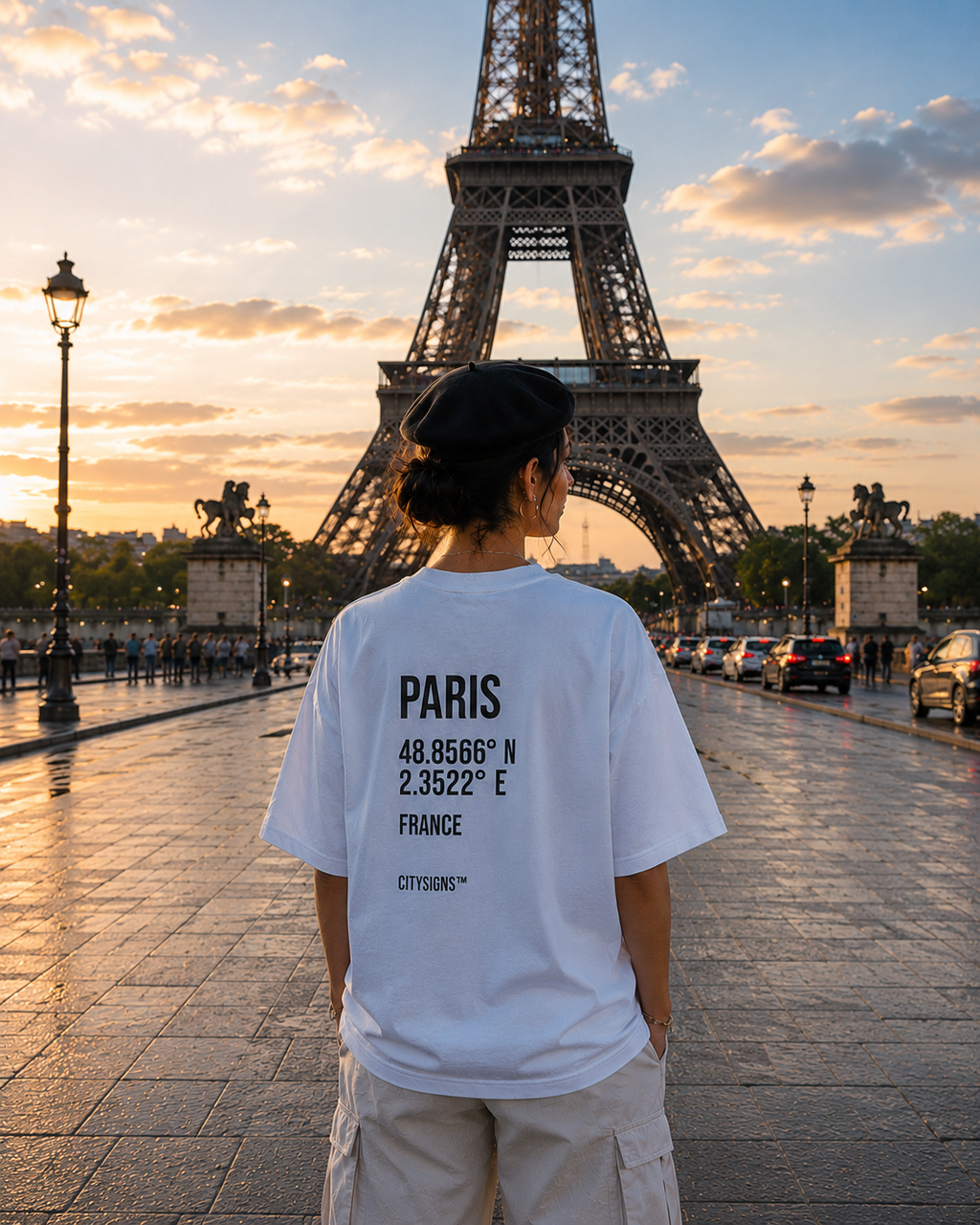 Paris Coordinates Tee — White