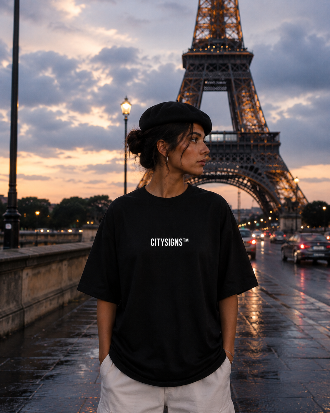 Paris Coordinates Tee — Black