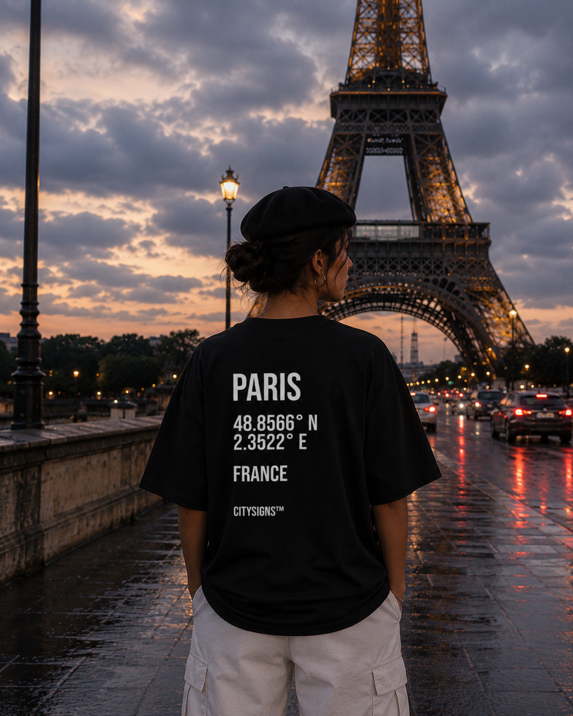 Paris Coordinates Tee — Black
