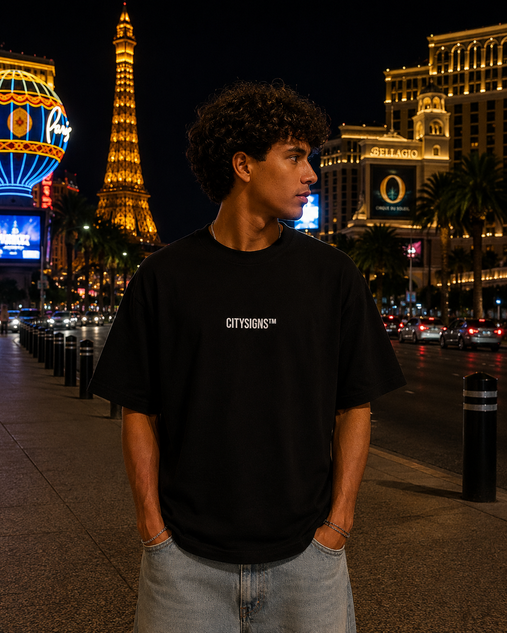 Las Vegas Coordinates Tee — Black